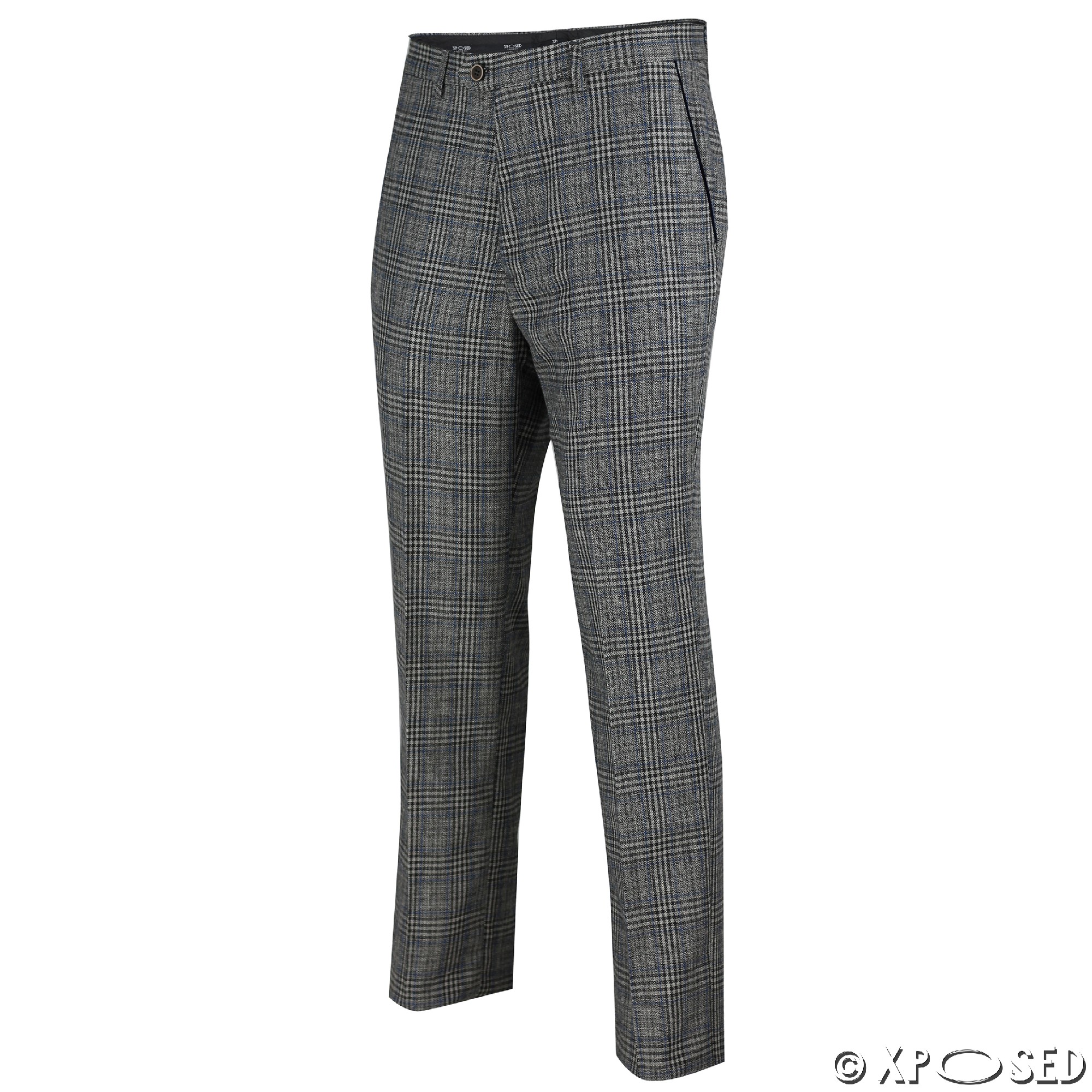 Mens Herringbone Check Trouser Vintage Tweed Tailored Fit Brown Grey Dress Pants eBay